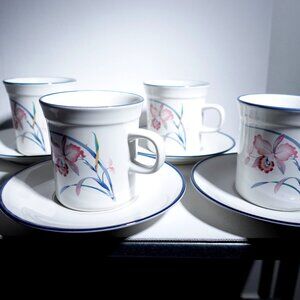 Japanese tea set Nitto Japan Meadow Stone Leilani Cups & Saucers Japan Set Of 4
